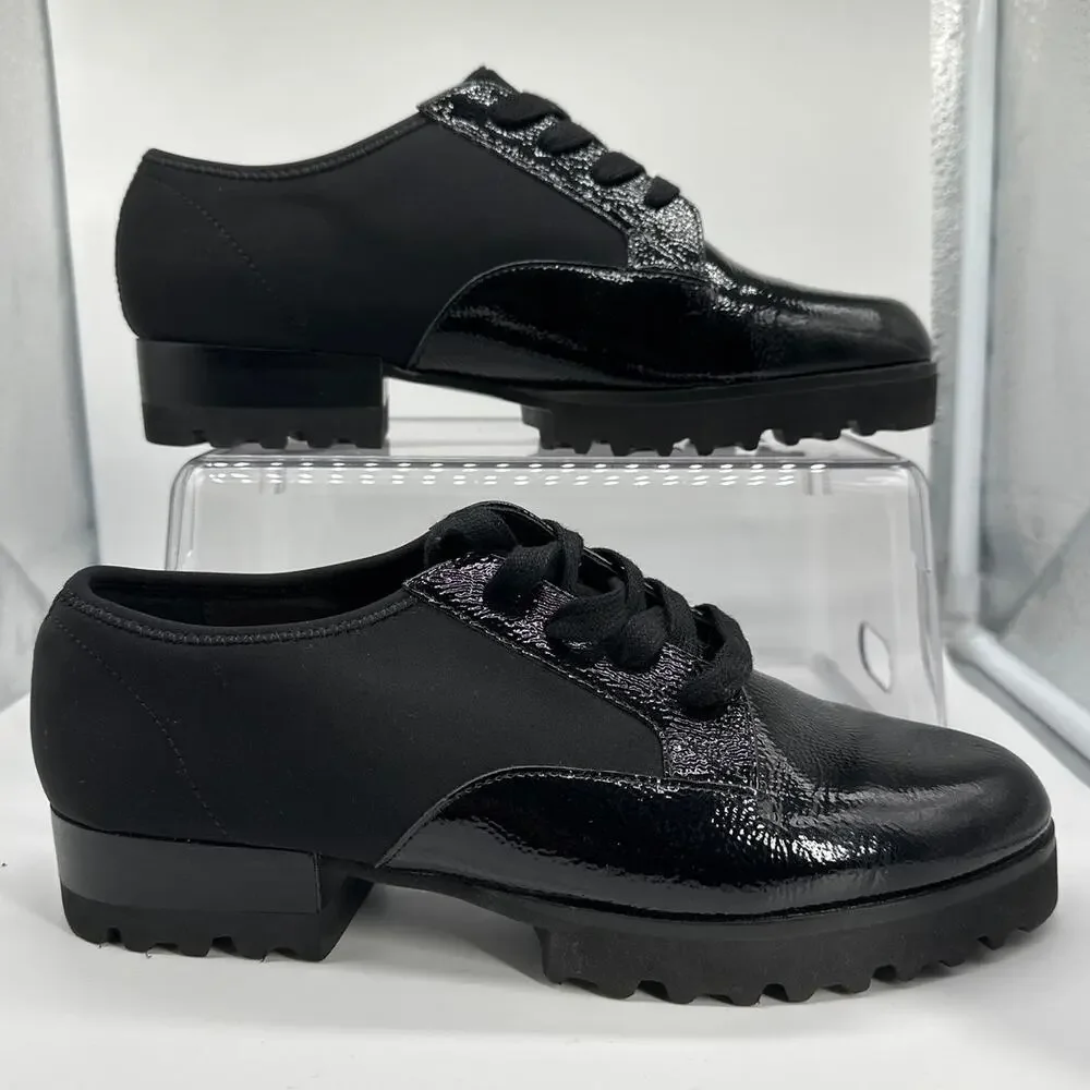 Donald Pliner Elee Lug Sole Platform Oxford Shoes Lace Up Black Leather Sz 8.5